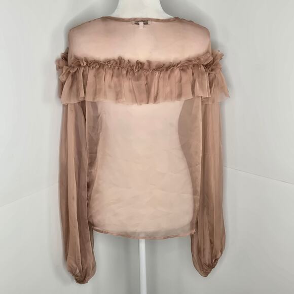 Fashion Nova Sweet Temptations Sheer Ruffle Balloon sleeve 90s Top Medium Rose - Picture 4 of 17
